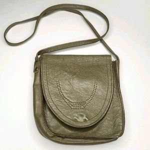 Vintage Olive Green Leather Satchel